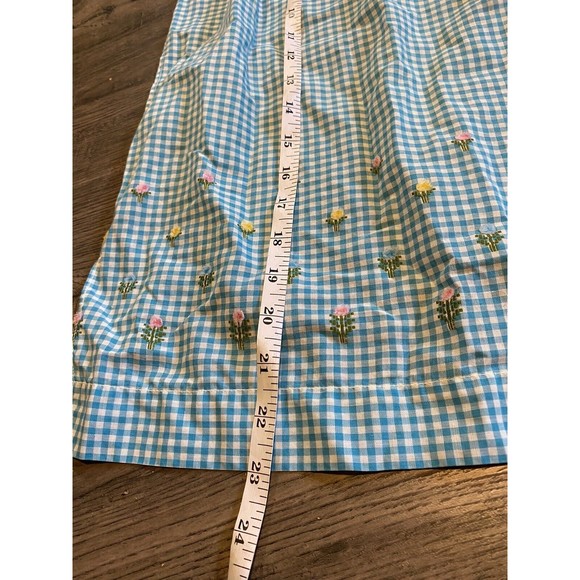 Vintage Handmade Apron Bib Embroidery Homemade Check Floral Easter Spring Cook - Picture 6 of 7